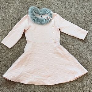 Janie & Jack Kids Dress with Faux Fur Collar light pink 8